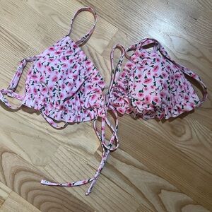 BRAND NEW pink floral bikini top
